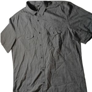 Alfani Men’s Large Charcoal Short Sleeve Button-Down Dress Shirt Casual Workwear